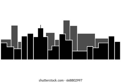 Wide Skyline Black and Grey - Vector Graphic