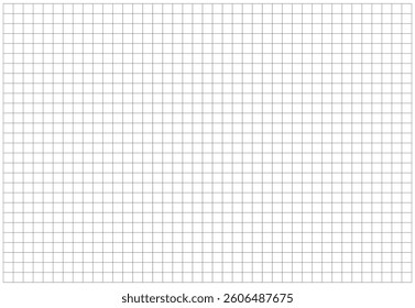 Wide squared grid paper pattern. Notebook sheet blank printable mockup. Mathematics simple pattern. Black grid texture. Typography layout for making production for school. Education minimal backdrop.