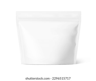 Wide stand up pouch bag isolated on white background. Vector illustration. Front view. Can be use for template your design, presentation, promo, ad. EPS10.