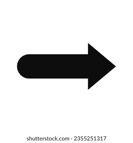 Wide straight long arrow. Vector silhouette on an empty clean white background. 