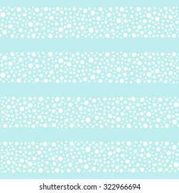  Wide streaks made of spots or dots of various size. Stripes with snow texture vector seamless pattern. White splash on blue backdrop. New Year, Christmas background.