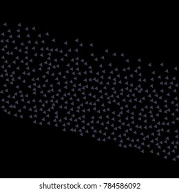 Wide Stripe of Violet Confetti in the Form of Triangles on Black Background