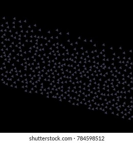 Wide Stripe of Violet Confetti in the Form of Triangles on Black Background