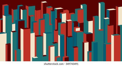Wide stylized  urban background - vector illustration 