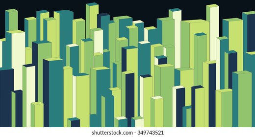 Wide stylized  urban background - vector illustration 