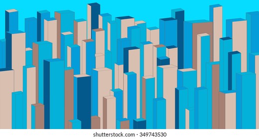 Wide stylized  urban background - vector illustration 