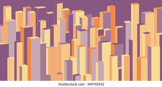 Wide stylized  urban background - vector illustration 