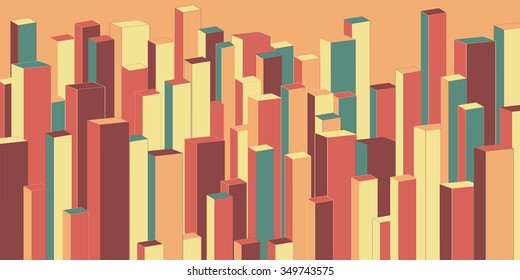 Wide stylized  urban background - vector illustration 