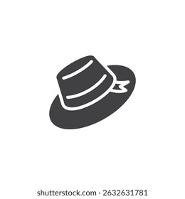 Wide summer hat with ribbon vector icon. filled flat sign for mobile concept and web design. Sunhat glyph icon. Symbol, logo illustration. Vector graphics