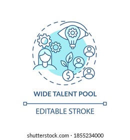 Wide Talent Pool Concept Icon. Gender Diversity Policy Benefits. Person Skills Variety Improvement Idea Thin Line Illustration. Vector Isolated Outline RGB Color Drawing. Editable Stroke