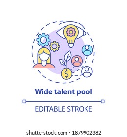 Wide Talent Pool Concept Icon. Gender Diversity Policy Benefits. Different Person Skills Improvement Idea Thin Line Illustration. Vector Isolated Outline RGB Color Drawing. Editable Stroke