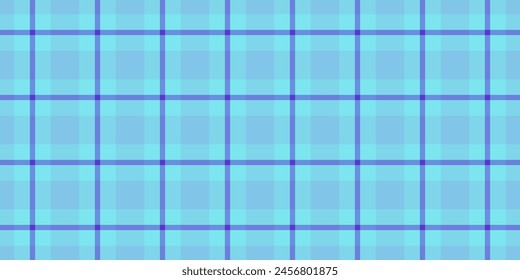 Wide tartan pattern seamless, womens fashion texture check background. Chinese new year plaid fabric vector textile in cyan and blue color.