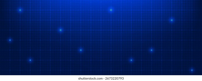 Wide technical blueprint Hud background, engineering graph paper for science or cyber-themed designs