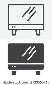 Amplia pantalla de televisión con diferentes conjuntos de iconos de estilo. Línea, contorno y símbolo de Vector de icono sólido y símbolo. Icono de Vector de trazo editable para TV de pantalla ancha.