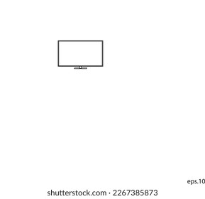 Wide television screen mock up with side perspective view, isolated on white background. Vector illustration