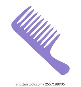 Wide tooth hair comb with handle. Hairdressing professional tool and hair styling accessory