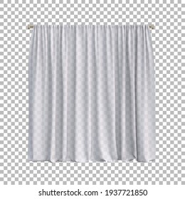 Wide, transparent, сlear white tulle or curtains. 3d realistic vector illustration isolated on transparent background.