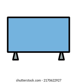 Icono De Televisión Amplia. Contorno de negrita editable con diseño de relleno de color. Ilustración vectorial.