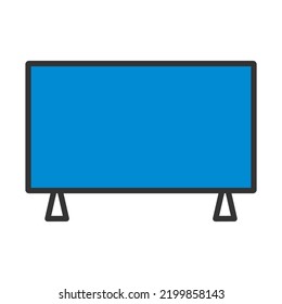 Wide Tv Icon. Editable Bold Outline With Color Fill Design. Vector Illustration.