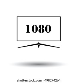 Wide tv icon. White background with shadow design. Vector illustration.