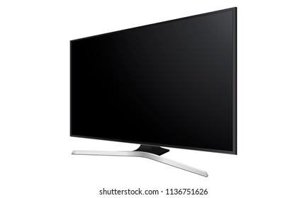 Wide TV Monitor Mockup - 3/4 Right View. Vector Illustration