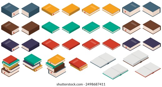 A Wide Variety of Colorful Books Displayed in a Flat Design Style for Everyone to See