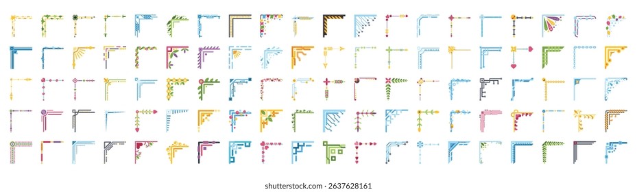 Wide variety of colorful corner elements adding a touch of elegance and style to any design project