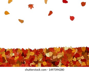 wide vector autumn background - falling leaves