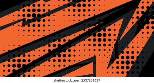 Wide vector black and orange abstract modern sports background with diagonal lines. sports modeern.