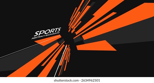 Wide vector black and orange abstract modern sports background with diagonal lines. Vector illustration