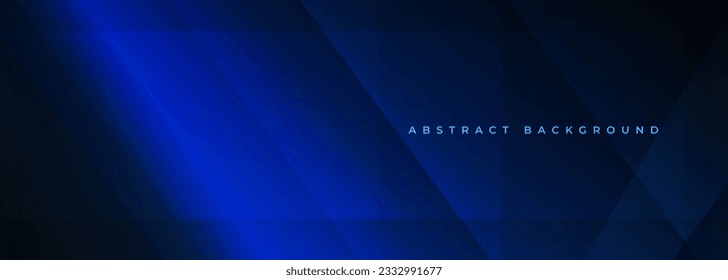 Wide vector dark blue abstract modern banner. Dark abstract background with geometric shapes. Vvector design template.