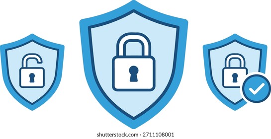 Um gráfico vetorial amplo focado em segurança cibernética e proteção de dados, apresentando um escudo com um cadeado, linhas de rede e medidas de segurança digital. Ideal para temas como privacidade, segurança on-line e navegação segura.