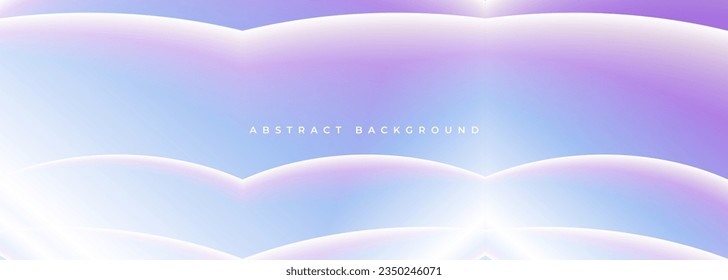 Wide vector purple and blue abstract background with white transparent waves. Holographic vector illustration