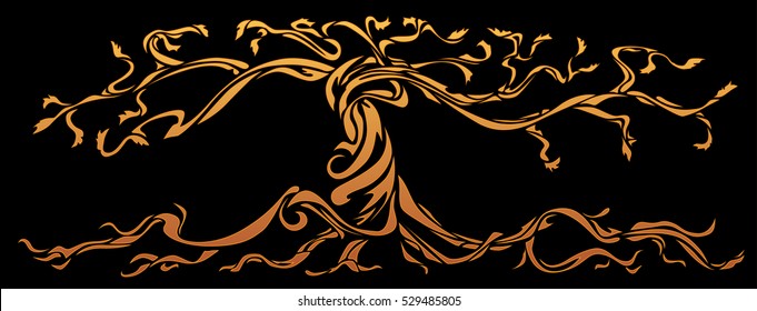 Wide vector tree, with gradient fill