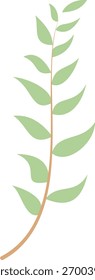 Große vertikale dekorative Platte mit zwei einfachen Federn aus grünen Blättern, ausgewogen und minimalistisch Design