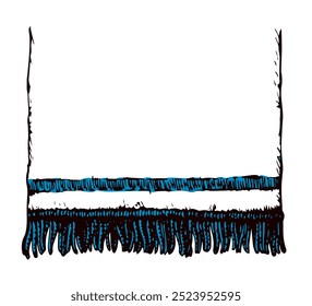 Wide warm shawl. Vector sketch drawing
