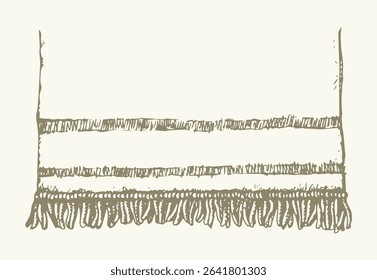 Wide warm shawl. Vector sketch drawing