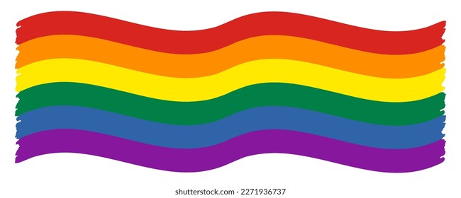 Wide Waving Pride flag. Rainbow LGBT symbol icon. Flat vector illustration