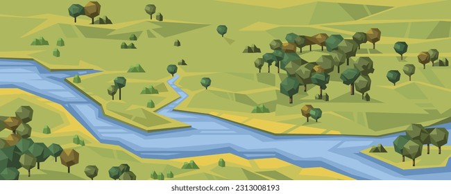 Wide web banner featuring a serene green landscape with fields, rivers, and forests.