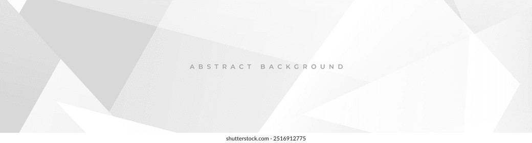 Banner moderno abstrato branco e cinza largo com textura poligonal. Fundo abstrato 3d cinza suave. Ilustração vetorial