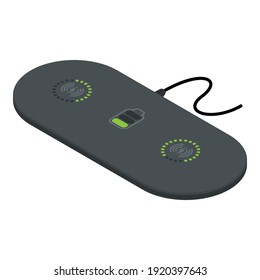 Icono de cargador inalámbrico amplio. Isometric del icono vectorial del cargador inalámbrico ancho para el diseño web aislado en fondo blanco