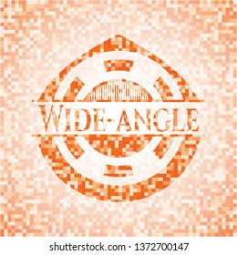 Wide-angle abstract orange mosaic emblem