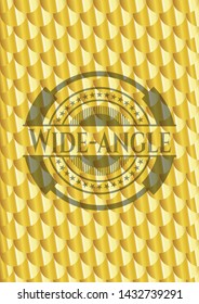 Wide-angle golden emblem. Scales pattern. Vector Illustration. Detailed.