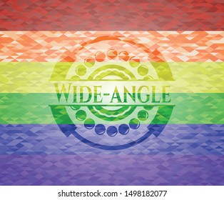 Wide-angle lgbt colors emblem. Vector Illustration. Mosaic.