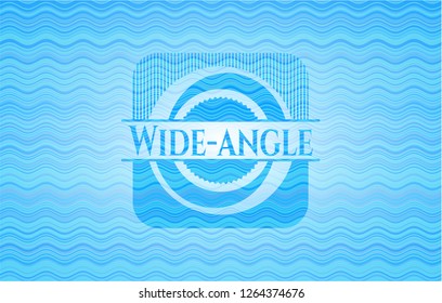Wide-angle sky blue water emblem.