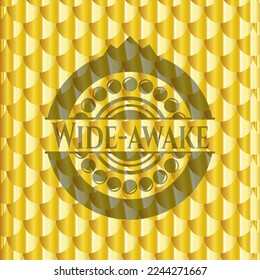 Wide-awake gold shiny badge. Scales pattern. Vector Illustration. Detailed. 