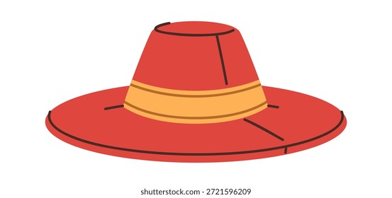 Wide-brim red hat with ribbon