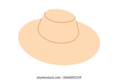 Wide-brim sunhat Packable Hat Summer Head Fashion accessory cap clothing technical illustration. Vector headgear for Men, women, unisex style, flat template CAD mockup sketch outline isolated