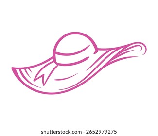 Wide-brimmed summer hat with ribbon