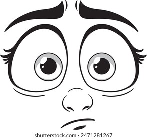 Wide-eyed, surprised cartoon face illustration